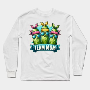 Team Mom, happy pickle team with bandana and sunglasses , funny pickleball Long Sleeve T-Shirt